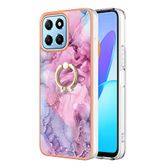 Custodia Silicone Gel Morbida Fantasia Modello Cover con Anello Supporto Y01B per Huawei Honor X8a 5G Lavanda