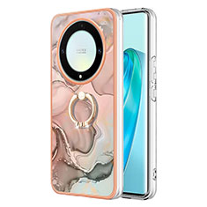 Custodia Silicone Gel Morbida Fantasia Modello Cover con Anello Supporto Y01B per Huawei Honor X9a 5G Rosa