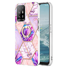 Custodia Silicone Gel Morbida Fantasia Modello Cover con Anello Supporto Y01B per Oppo A94 5G Lavanda