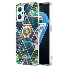 Custodia Silicone Gel Morbida Fantasia Modello Cover con Anello Supporto Y01B per Oppo A96 4G Verde Notte