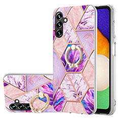 Custodia Silicone Gel Morbida Fantasia Modello Cover con Anello Supporto Y01B per Samsung Galaxy A04s Lavanda