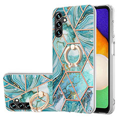 Custodia Silicone Gel Morbida Fantasia Modello Cover con Anello Supporto Y01B per Samsung Galaxy A13 5G Verde Pastello