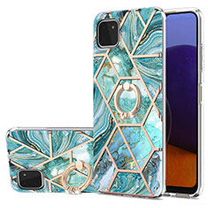 Custodia Silicone Gel Morbida Fantasia Modello Cover con Anello Supporto Y01B per Samsung Galaxy A22s 5G Verde Pastello