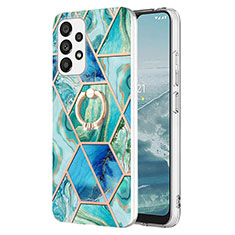 Custodia Silicone Gel Morbida Fantasia Modello Cover con Anello Supporto Y01B per Samsung Galaxy A23 4G Verde