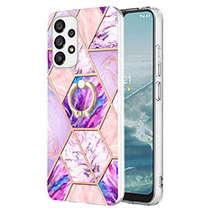 Custodia Silicone Gel Morbida Fantasia Modello Cover con Anello Supporto Y01B per Samsung Galaxy A23 5G Lavanda