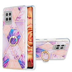 Custodia Silicone Gel Morbida Fantasia Modello Cover con Anello Supporto Y01B per Samsung Galaxy A42 5G Lavanda