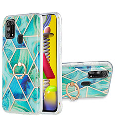 Custodia Silicone Gel Morbida Fantasia Modello Cover con Anello Supporto Y01B per Samsung Galaxy M31 Prime Edition Verde