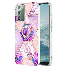 Custodia Silicone Gel Morbida Fantasia Modello Cover con Anello Supporto Y01B per Samsung Galaxy Note 20 5G Lavanda