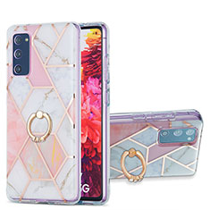 Custodia Silicone Gel Morbida Fantasia Modello Cover con Anello Supporto Y01B per Samsung Galaxy S20 FE 5G Rosa