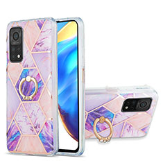 Custodia Silicone Gel Morbida Fantasia Modello Cover con Anello Supporto Y01B per Xiaomi Mi 10T 5G Lavanda