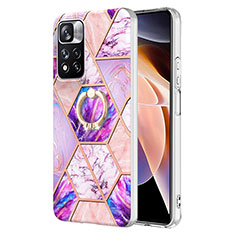 Custodia Silicone Gel Morbida Fantasia Modello Cover con Anello Supporto Y01B per Xiaomi Mi 11i 5G (2022) Lavanda