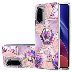 Custodia Silicone Gel Morbida Fantasia Modello Cover con Anello Supporto Y01B per Xiaomi Mi 11X 5G Lavanda