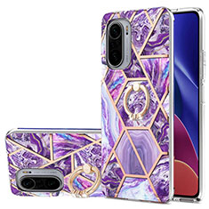 Custodia Silicone Gel Morbida Fantasia Modello Cover con Anello Supporto Y01B per Xiaomi Mi 11X 5G Viola