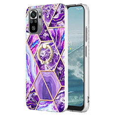 Custodia Silicone Gel Morbida Fantasia Modello Cover con Anello Supporto Y01B per Xiaomi Poco M5S Viola