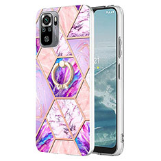 Custodia Silicone Gel Morbida Fantasia Modello Cover con Anello Supporto Y01B per Xiaomi Redmi Note 10 4G Lavanda