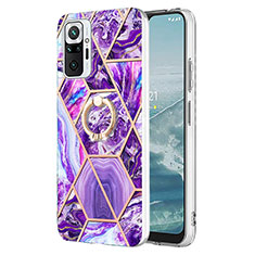 Custodia Silicone Gel Morbida Fantasia Modello Cover con Anello Supporto Y01B per Xiaomi Redmi Note 10 Pro Max Viola