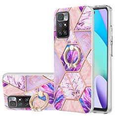 Custodia Silicone Gel Morbida Fantasia Modello Cover con Anello Supporto Y01B per Xiaomi Redmi Note 11 4G (2021) Lavanda