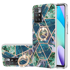 Custodia Silicone Gel Morbida Fantasia Modello Cover con Anello Supporto Y01B per Xiaomi Redmi Note 11 4G (2021) Verde Notte