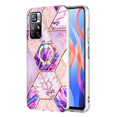 Custodia Silicone Gel Morbida Fantasia Modello Cover con Anello Supporto Y01B per Xiaomi Redmi Note 11S 5G Lavanda