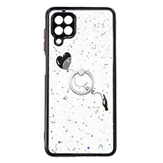 Custodia Silicone Gel Morbida Fantasia Modello Cover con Anello Supporto Y01X per Samsung Galaxy A12 5G Nero