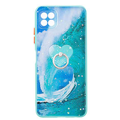 Custodia Silicone Gel Morbida Fantasia Modello Cover con Anello Supporto Y01X per Samsung Galaxy A22s 5G Verde