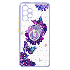 Custodia Silicone Gel Morbida Fantasia Modello Cover con Anello Supporto Y01X per Samsung Galaxy A32 5G Viola