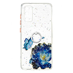 Custodia Silicone Gel Morbida Fantasia Modello Cover con Anello Supporto Y01X per Samsung Galaxy S20 Blu