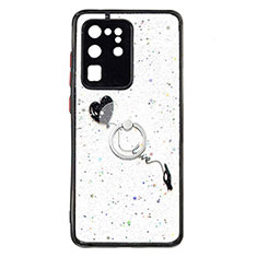 Custodia Silicone Gel Morbida Fantasia Modello Cover con Anello Supporto Y01X per Samsung Galaxy S20 Ultra 5G Nero