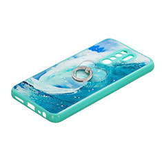 Custodia Silicone Gel Morbida Fantasia Modello Cover con Anello Supporto Y01X per Xiaomi Poco M2 Verde