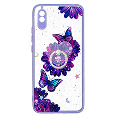 Custodia Silicone Gel Morbida Fantasia Modello Cover con Anello Supporto Y01X per Xiaomi Redmi 9i Viola