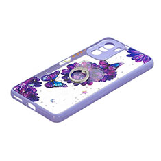 Custodia Silicone Gel Morbida Fantasia Modello Cover con Anello Supporto Y01X per Xiaomi Redmi K40 Pro+ Plus 5G Viola