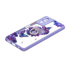 Custodia Silicone Gel Morbida Fantasia Modello Cover con Anello Supporto Y01X per Xiaomi Redmi Note 10 Pro 4G Viola