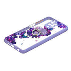 Custodia Silicone Gel Morbida Fantasia Modello Cover con Anello Supporto Y01X per Xiaomi Redmi Note 9 Pro Max Viola