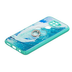 Custodia Silicone Gel Morbida Fantasia Modello Cover con Anello Supporto Y01X per Xiaomi Redmi Note 9 Verde