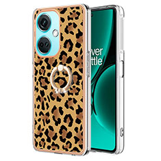 Custodia Silicone Gel Morbida Fantasia Modello Cover con Anello Supporto Y02B per OnePlus Nord CE 3 Lite 5G Marrone