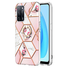 Custodia Silicone Gel Morbida Fantasia Modello Cover con Anello Supporto Y02B per Oppo A53s 5G Rosa