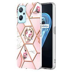 Custodia Silicone Gel Morbida Fantasia Modello Cover con Anello Supporto Y02B per Oppo A96 4G Rosa