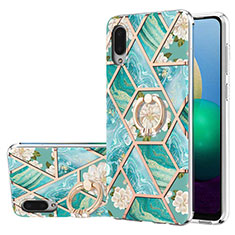 Custodia Silicone Gel Morbida Fantasia Modello Cover con Anello Supporto Y02B per Samsung Galaxy A02 Verde