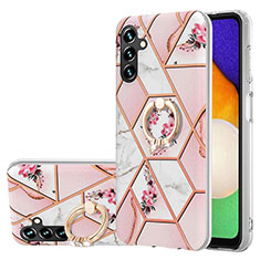 Custodia Silicone Gel Morbida Fantasia Modello Cover con Anello Supporto Y02B per Samsung Galaxy A04s Rosa