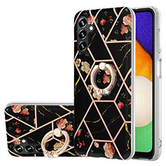 Custodia Silicone Gel Morbida Fantasia Modello Cover con Anello Supporto Y02B per Samsung Galaxy A13 5G Nero