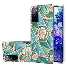 Custodia Silicone Gel Morbida Fantasia Modello Cover con Anello Supporto Y02B per Samsung Galaxy S20 FE 4G Verde