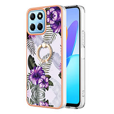 Custodia Silicone Gel Morbida Fantasia Modello Cover con Anello Supporto Y03B per Huawei Honor 70 Lite 5G Viola