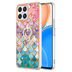 Custodia Silicone Gel Morbida Fantasia Modello Cover con Anello Supporto Y03B per Huawei Honor X8 4G Colorato