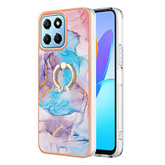 Custodia Silicone Gel Morbida Fantasia Modello Cover con Anello Supporto Y03B per Huawei Honor X8a 5G Blu