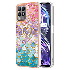 Custodia Silicone Gel Morbida Fantasia Modello Cover con Anello Supporto Y03B per Realme 8i Colorato