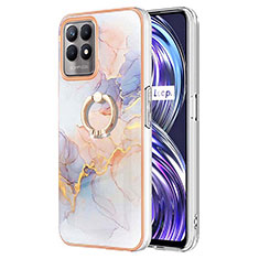 Custodia Silicone Gel Morbida Fantasia Modello Cover con Anello Supporto Y03B per Realme 8i Lavanda