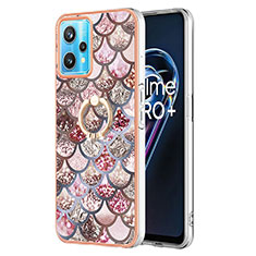 Custodia Silicone Gel Morbida Fantasia Modello Cover con Anello Supporto Y03B per Realme 9 Pro 5G Marrone