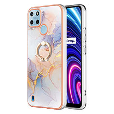 Custodia Silicone Gel Morbida Fantasia Modello Cover con Anello Supporto Y03B per Realme C21Y Lavanda