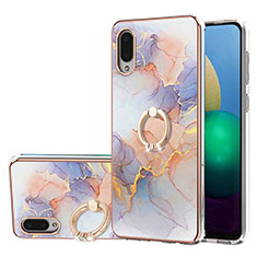 Custodia Silicone Gel Morbida Fantasia Modello Cover con Anello Supporto Y03B per Samsung Galaxy A02 Lavanda