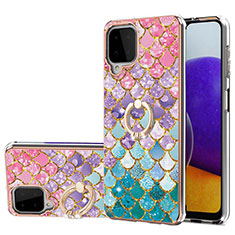 Custodia Silicone Gel Morbida Fantasia Modello Cover con Anello Supporto Y03B per Samsung Galaxy A22 4G Colorato